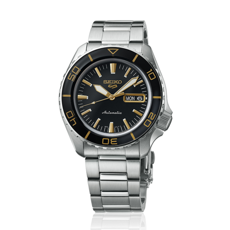 Seiko 5 Sport Automatic SKX Series Black Dial Silver Steel Strap Watch for Men - SRPK99K1