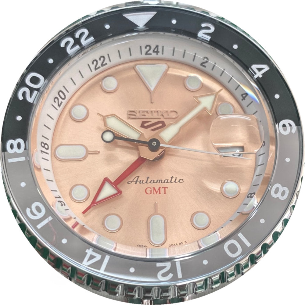 Seiko 5 Sports GMT Thong Sia Limited Edition Brown Dial Silver Steel Strap Watch for Men - SSK043K1
