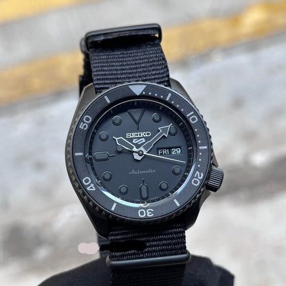 Seiko 5 Sports Automatic Black Dial Black NATO Strap Watch For Men - SRPD79K1