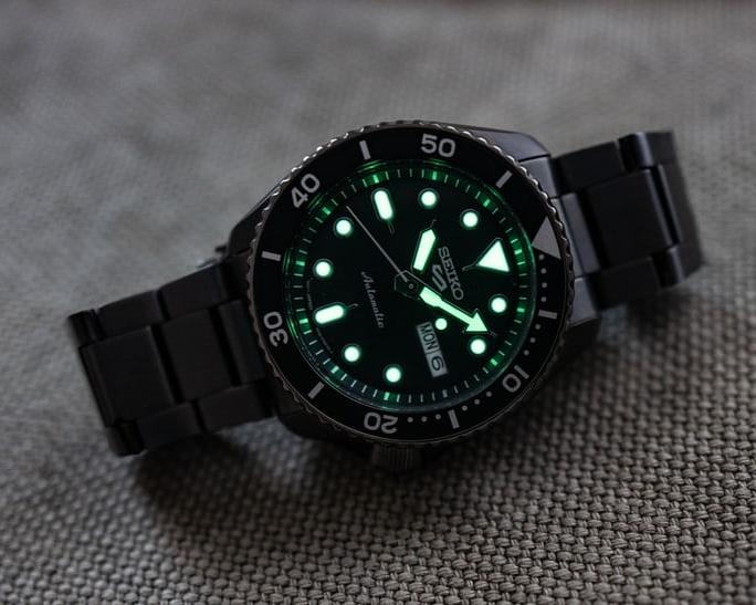 Seiko 5 Sports Automatic Black Dial Black Steel Strap Watch For Men - SRPD65K1