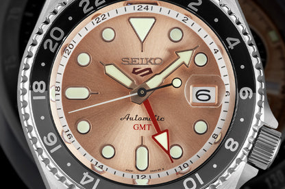 Seiko 5 Sports GMT Thong Sia Limited Edition Brown Dial Silver Steel Strap Watch for Men - SSK043K1