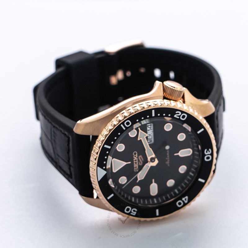 Seiko 5 Sport SKX Automatic Black Dial Black Silicone Strap Watch For Men - SRPD76K1