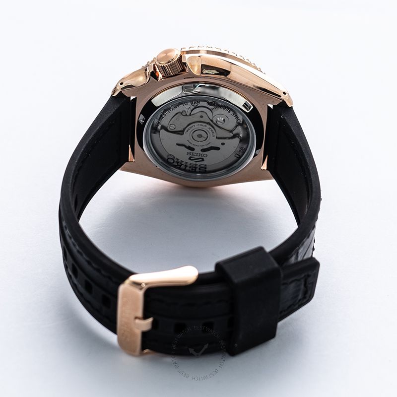 Seiko 5 Sport SKX Automatic Black Dial Black Silicone Strap Watch For Men - SRPD76K1