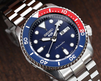 Seiko 5 Sports Automatic Blue Dial Silver Steel Strap Watch For Men - SRPD53K1