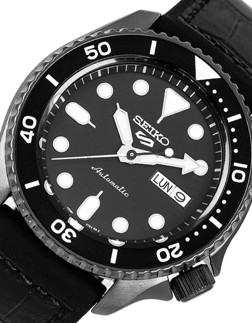 Seiko 5 Sport Automatic Black Dial Black Silicone Strap Watch For Men - SRPD65K3