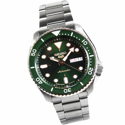 Seiko 5 Sports Automatic Analog Green Dial Silver Steel Strap Watch For Men - SRPD63K1