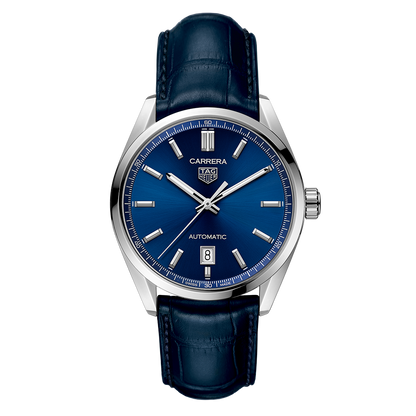 Tag Heuer Carrera Date Blue Dial Blue Leather Strap Watch for Men - WBN2112.FC6504