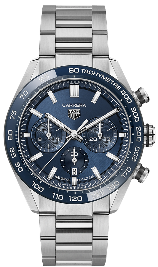 Tag Heuer Carrera Chronograph Blue Dial Silver Steel Strap Watch for Men - CBN2A1A.BA0643