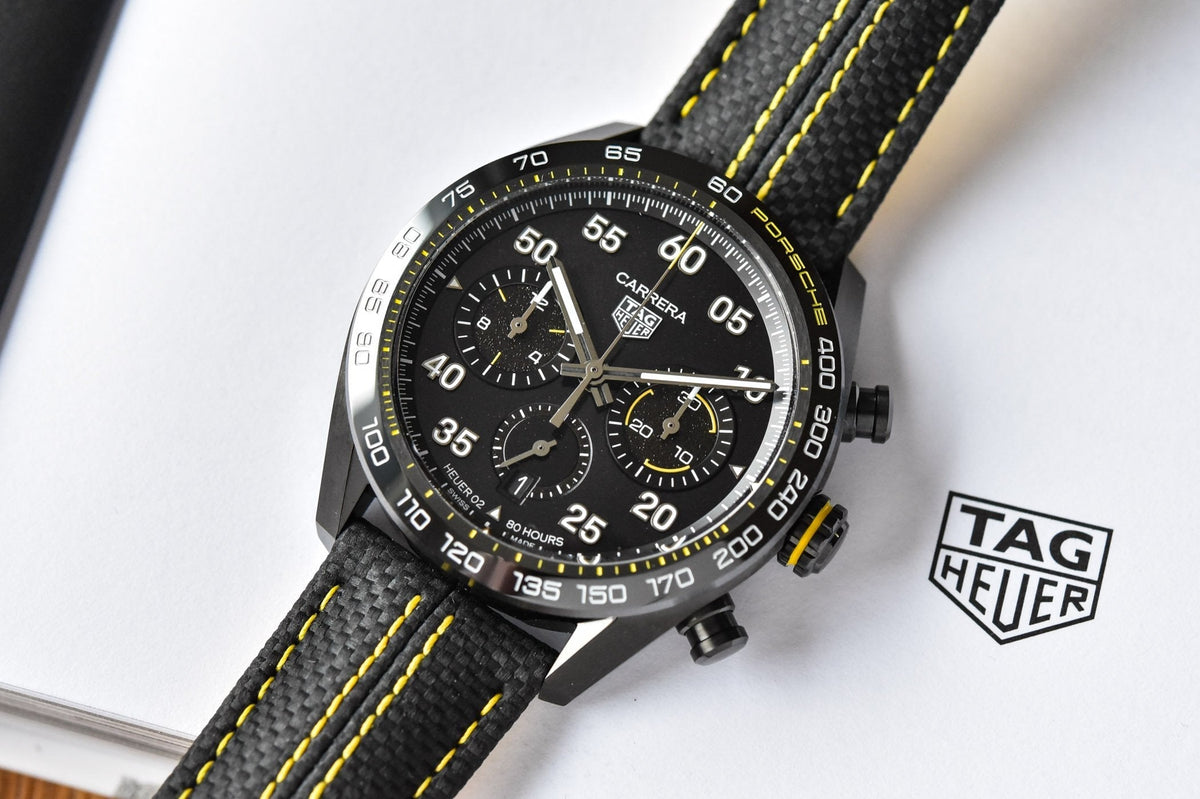 Tag Heuer Carrera x Porsche Automatic Chronograph Black Dial Black Nylon Strap Watch for Men - CBN2A1H.FC6512