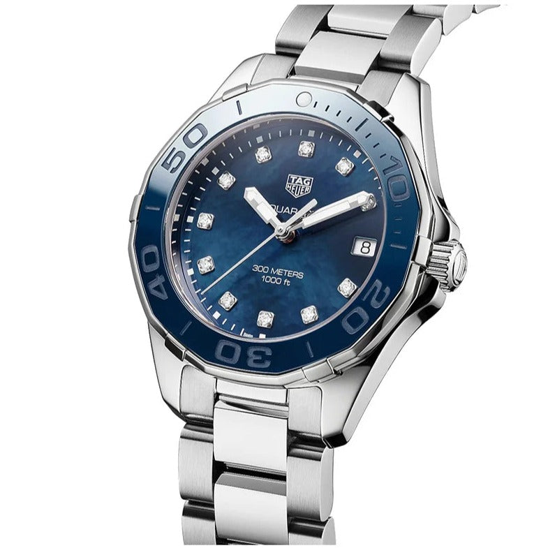Tag Heuer Aquaracer 35mm Quartz Blue Dial Silver Steel Strap Watch for Women - WSY131L.BA0748