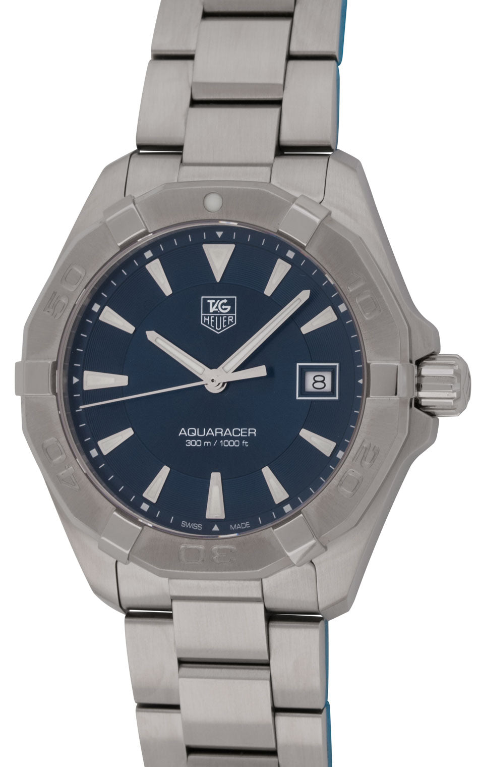 Tag Heuer Aquaracer Quartz Blue Dial Silver Steel Strap Watch for Men - WAY1112.BA0928