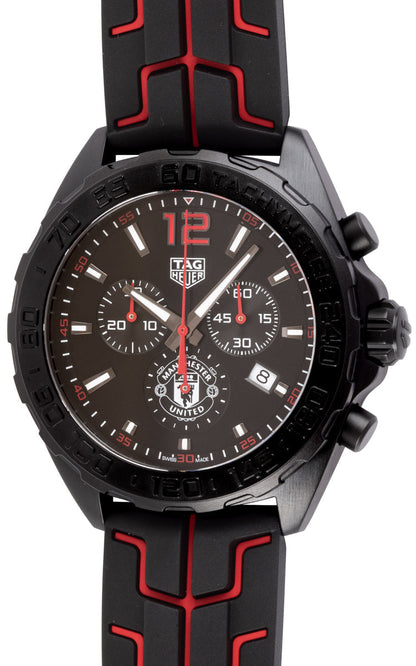 Tag Heuer Formula 1 Manchester United Limited Edition Black Dial Black & Red Rubber Strap Watch for Men - CAZ101J.FT8027