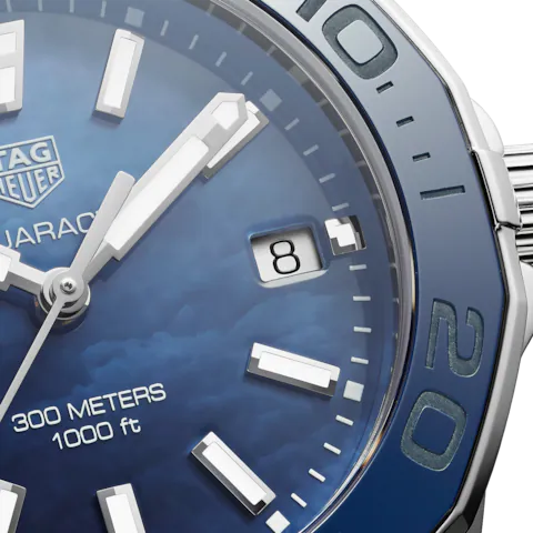 Tag Heuer Aquaracer Blue Dial Silver Steel Strap Watch for Women - WAY131S.BA0748
