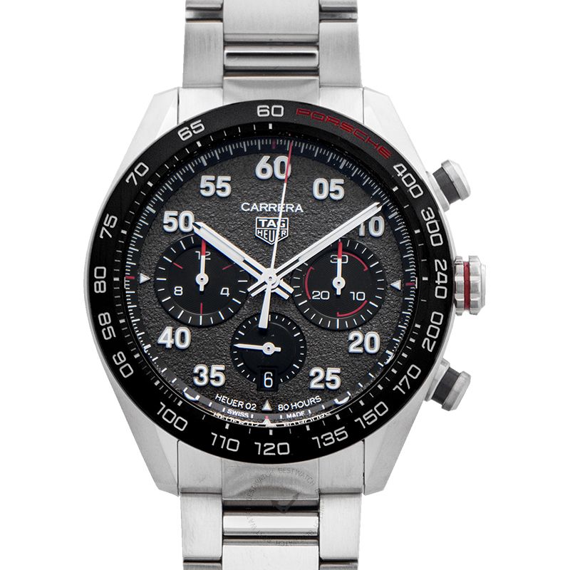 Tag Heuer Carrera Porsche Chronograph Grey Dial Silver Steel Strap Watch for Men - CBN2A1F.BA0643