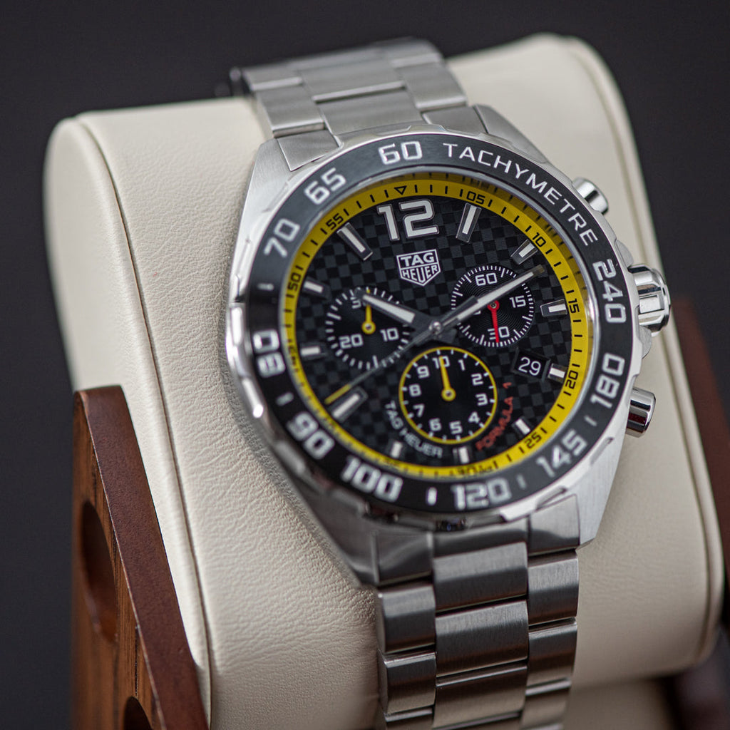 Tag Heuer Formula 1 Chronograph Black Dial Silver Steel Strap Watch for Men- CAZ101AC.BA0842