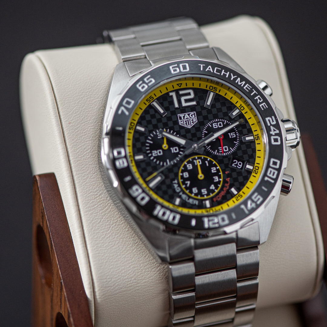 Tag Heuer Formula 1 Chronograph Black Dial Silver Steel Strap Watch for Men- CAZ101AC.BA0842