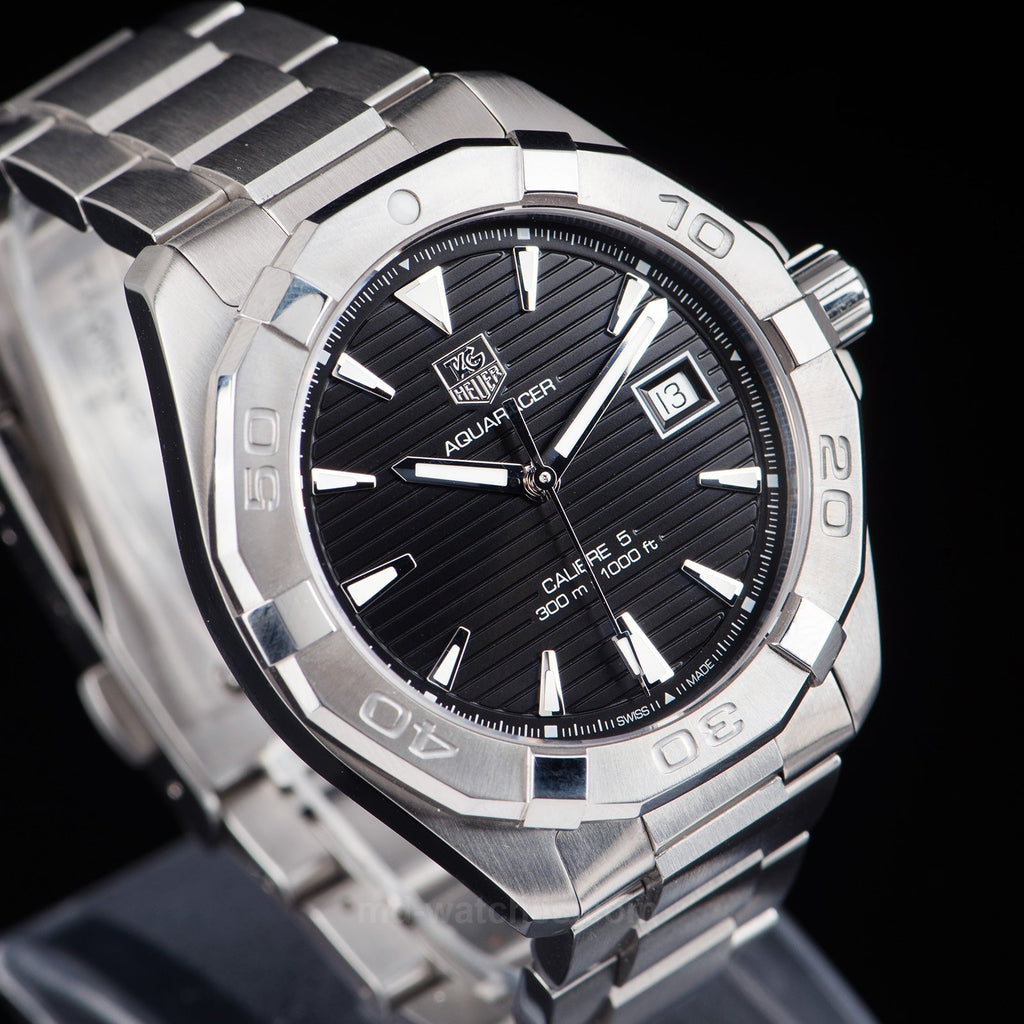Tag Heuer Aquaracer Automatic Black Dial Silver Steel Strap Watch for Men - WAY2110.BA0928