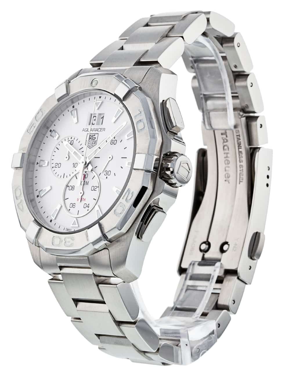 Tag Heuer Aquaracer White Dial Silver Steel Strap Watch for Men - CAY1111.BA0927