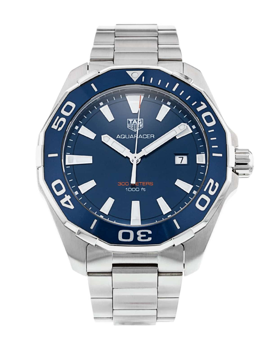 Tag Heuer Aquaracer Blue Dial Silver Steel Strap Watch for Men - WAY101C.BA0746