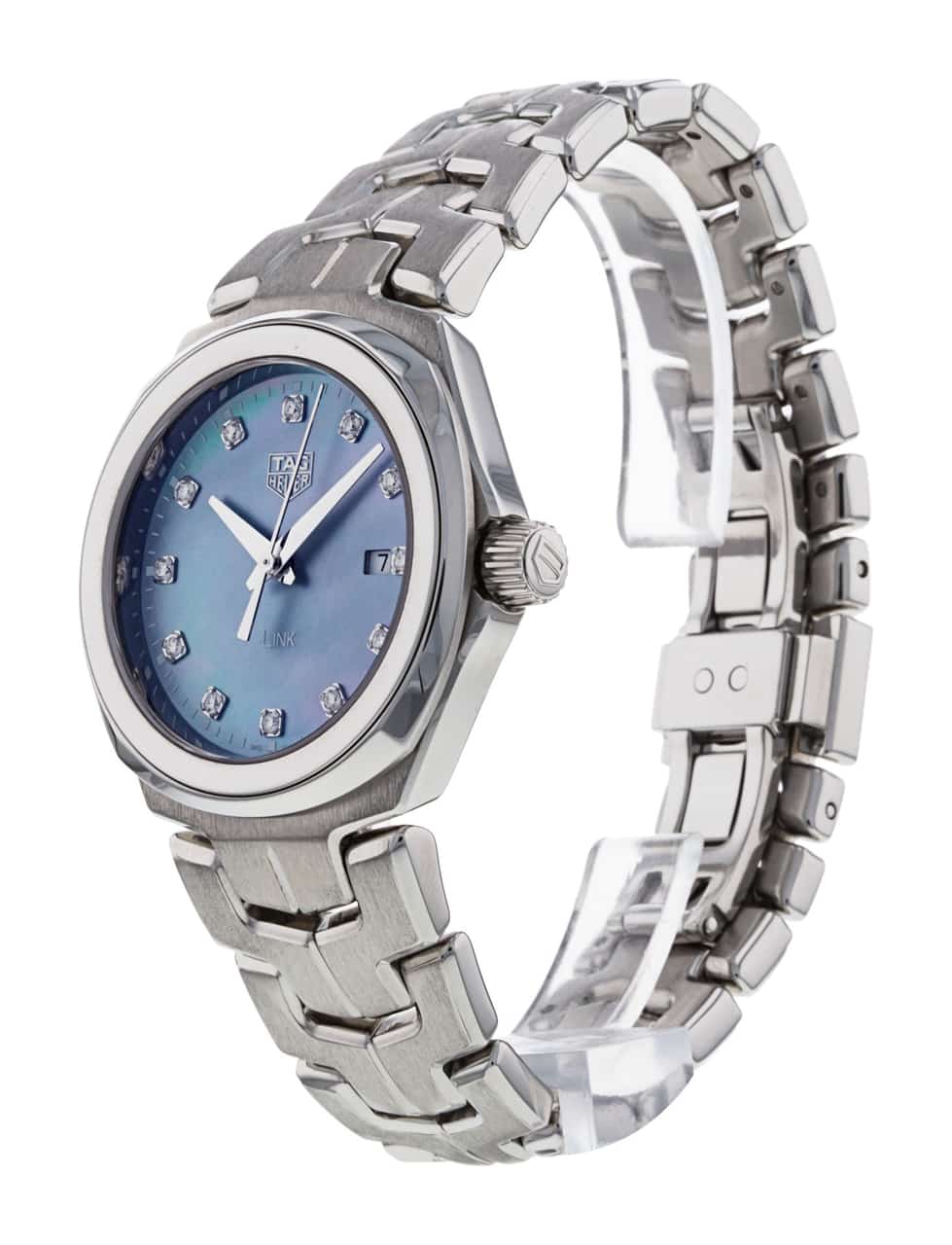 Tag Heuer Link Quartz Diamonds Blue Mother of Pearl Dial Silver Steel Strap Watch for Women - WBC1313.BA0600