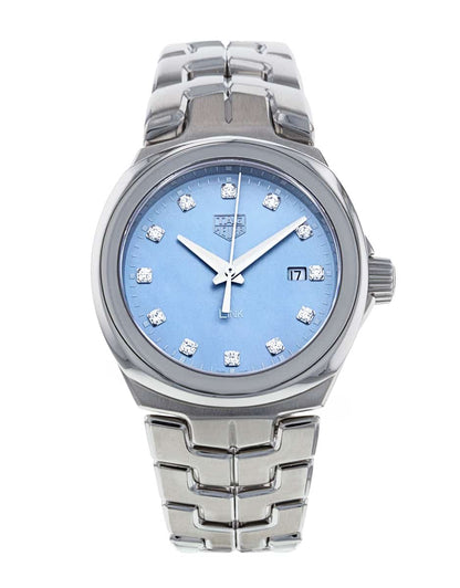 Tag Heuer Link Quartz Diamonds Blue Mother of Pearl Dial Silver Steel Strap Watch for Women - WBC1313.BA0600