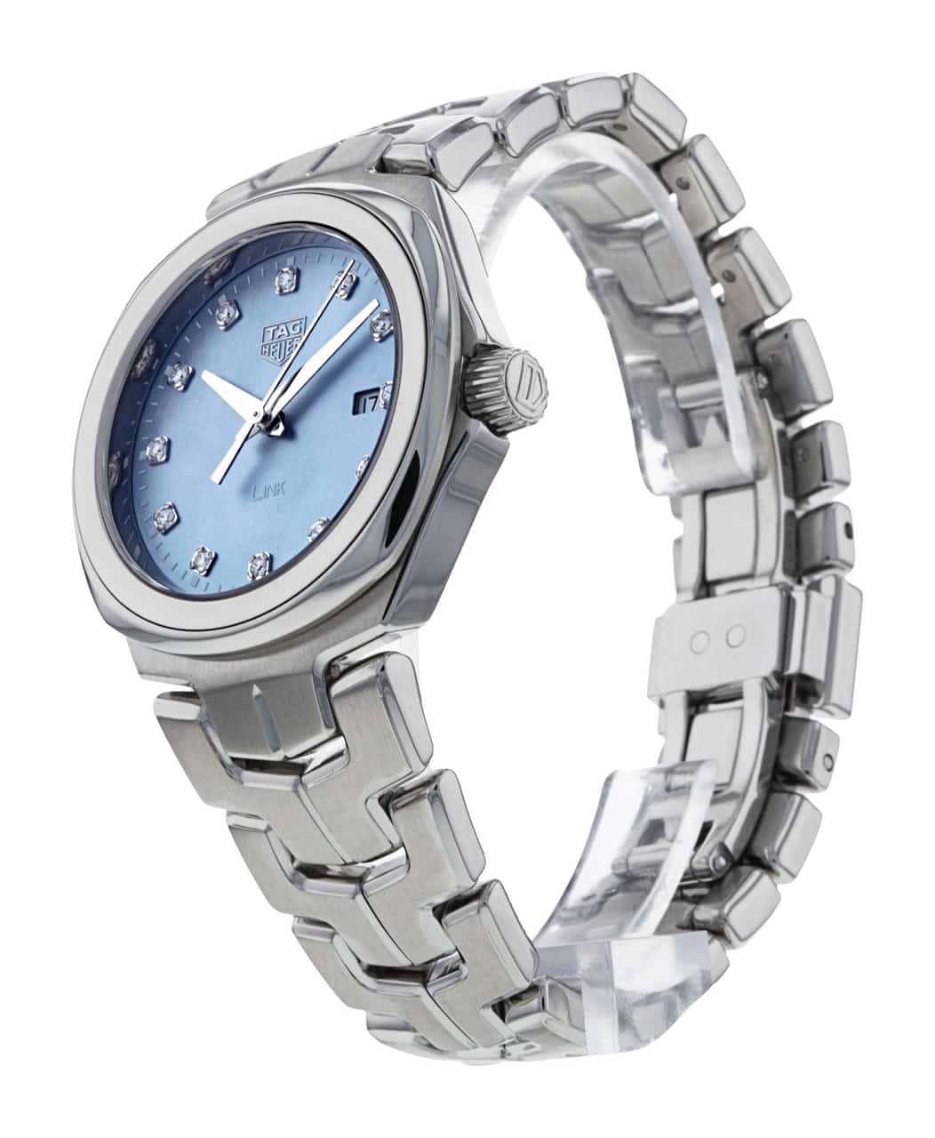 Tag Heuer Link Quartz Diamonds Blue Mother of Pearl Dial Silver Steel Strap Watch for Women - WBC1313.BA0600