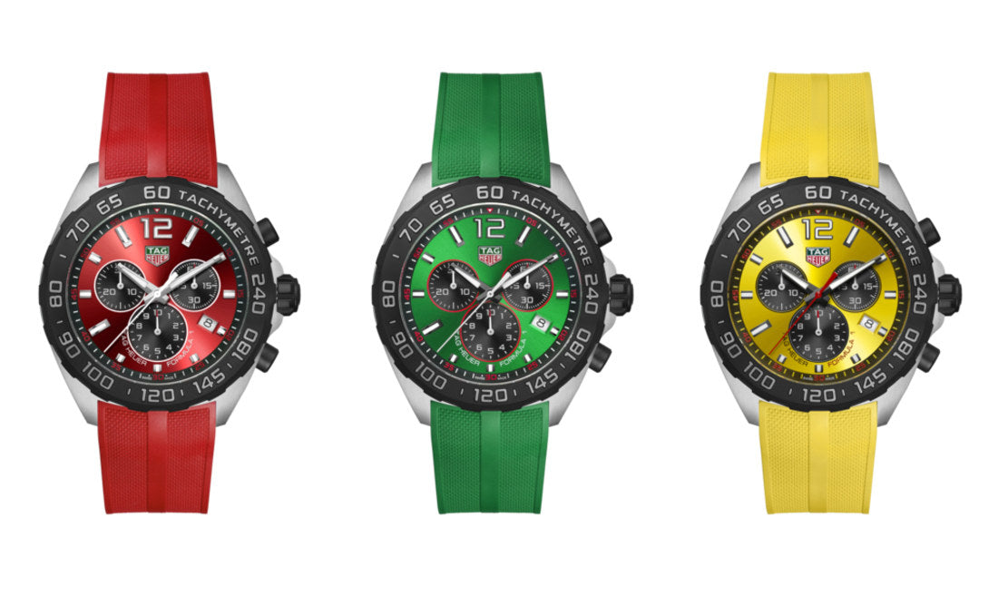 Tag Heuer Formula 1 Chronograph Yellow Dial Yellow Rubber Strap Watch for Men - CAZ101AM.FT8054
