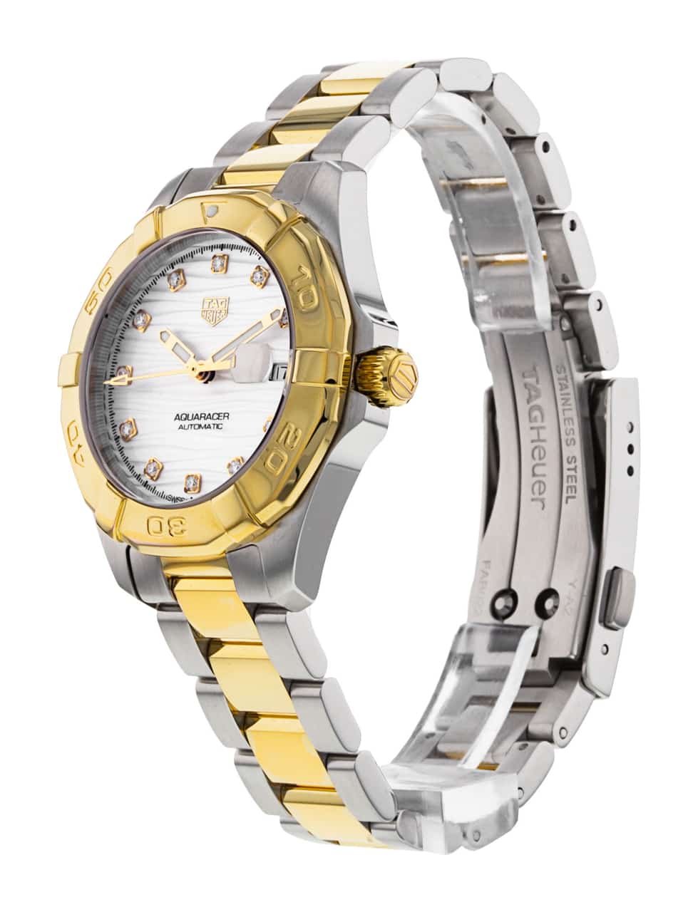 Tag Heuer Aquaracer Automatic Diamonds Silver Dial Two Tone Steel Strap Watch for Women - WBD2321.BB0320