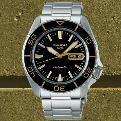 Seiko 5 Sport Automatic SKX Series Black Dial Silver Steel Strap Watch for Men - SRPK99K1