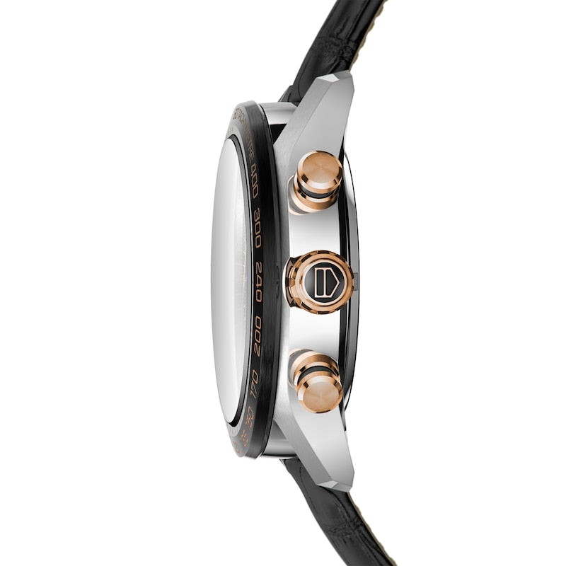 Tag Heuer Carrera Chronograph Black Dial Black Leather Strap Watch for Men - CBN2A5A.FC6481