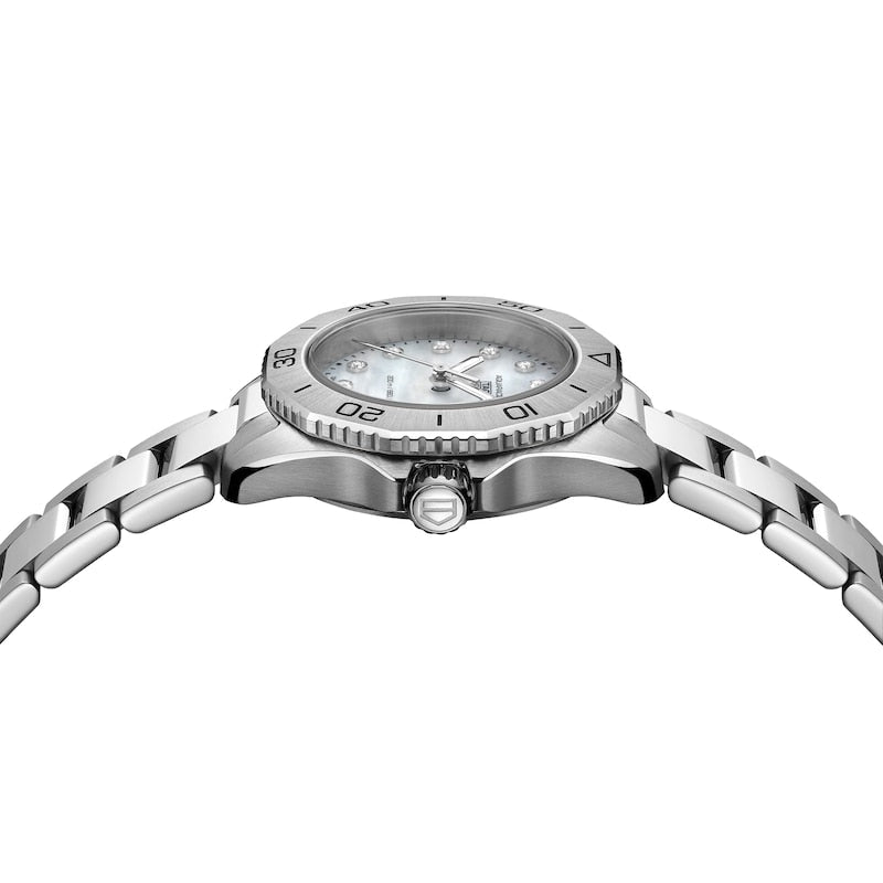 Tag Heuer Aquaracer Professional 200 Quartz Diamond Mother of Pearl Dial Silver Steel Strap Watch for Women - WBP1416.BA0622