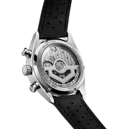 Tag Heuer Carrera Automatic Chronograph Black Dial Black Leather Strap Watch for Men - CBS2210.FC6534