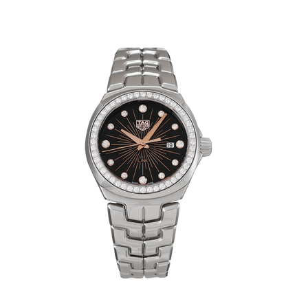 Tag Heuer Link Quartz Diamonds Black Dial Silver Steel Strap Watch for Men - WBC131G.BA0649