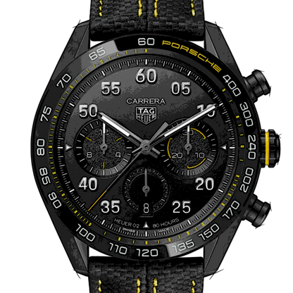 Tag Heuer Carrera x Porsche Automatic Chronograph Black Dial Black Nylon Strap Watch for Men - CBN2A1H.FC6512