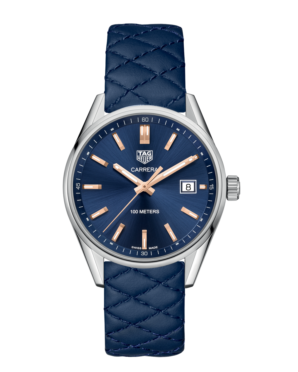 Tag Heuer Carrera Quartz Blue Dial Blue Calfskin Leather Strap Watch for Women - WAR1112.FC6391