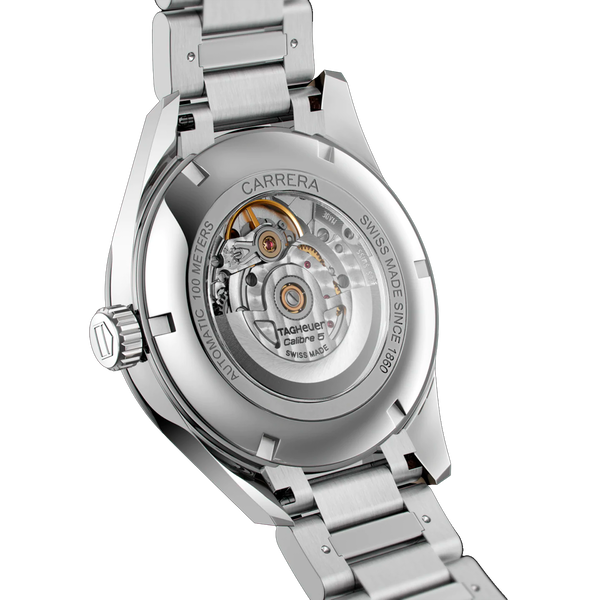 Tag Heuer Carrera Calibre 5 Automatic Black Dial Silver Steel Strap Watch for Men - WAR201C.BA0723