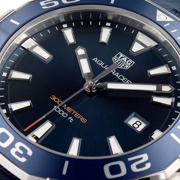 Tag Heuer Aquaracer Quartz Blue Dial Blue Rubber Strap Watch for Men -  WAY101C.FC6153