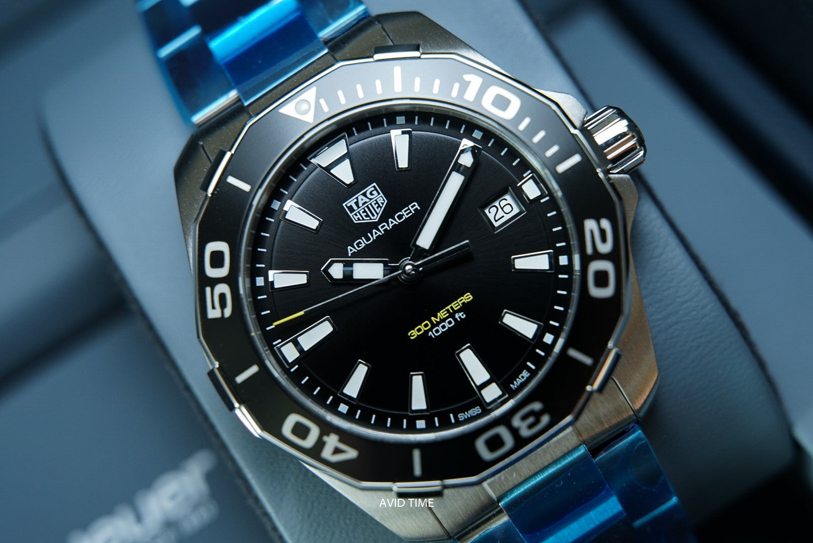 Tag Heuer Aquaracer Black Dial Silver Steel Strap Watch for Men - WAY111A.BA0928