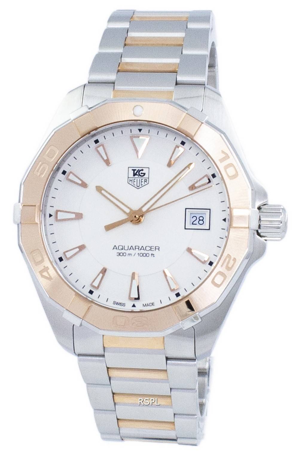 Tag Heuer Aquaracer Quartz White Dial Silver Strap Watch for Men - WAY1150.BD0911