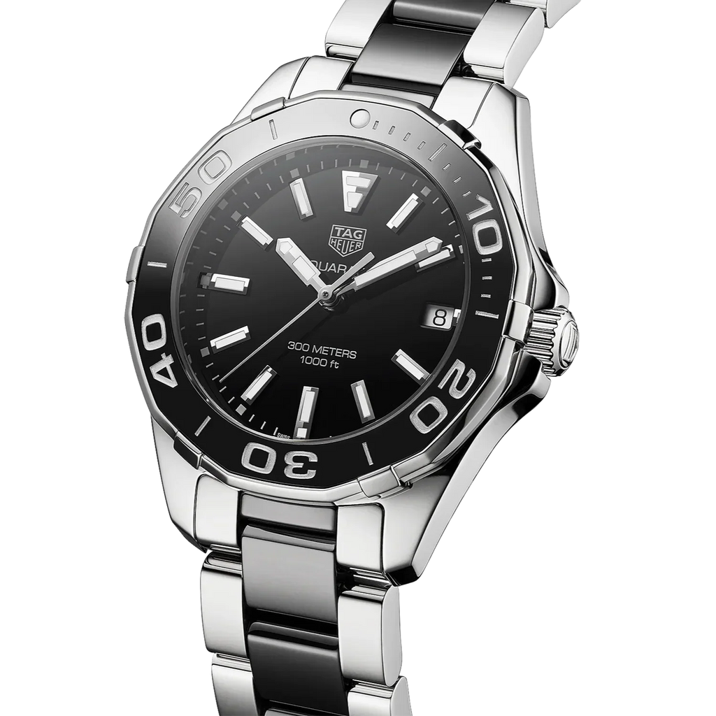 Tag Heuer Aquaracer Quartz Black Dial Two Tone Steel Strap Watch for Men - WAY131A.BA0913