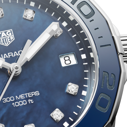 Tag Heuer Aquaracer 35mm Quartz Blue Dial Silver Steel Strap Watch for Women - WSY131L.BA0748
