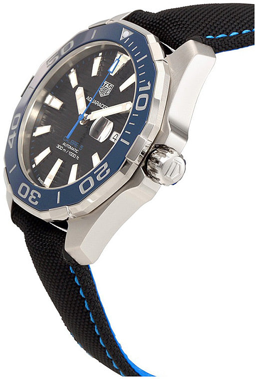 Tag Heuer Aquaracer Calibre 5 Automatic Black Dial Black Nylon Strap Watch for Men - WAY201C.FC6395