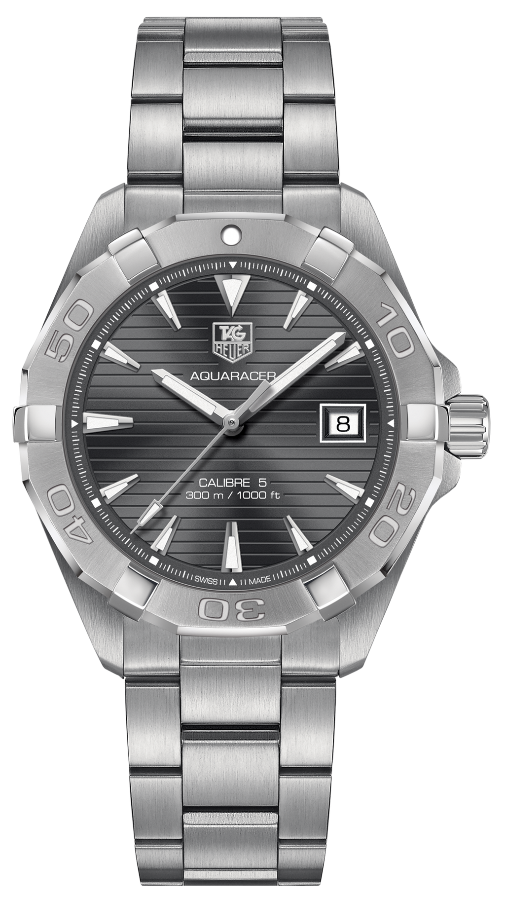 Tag Heuer Aquaracer Automatic Anthracite Grey Dial Silver Steel Strap Watch for Men - WAY2113.BA0928