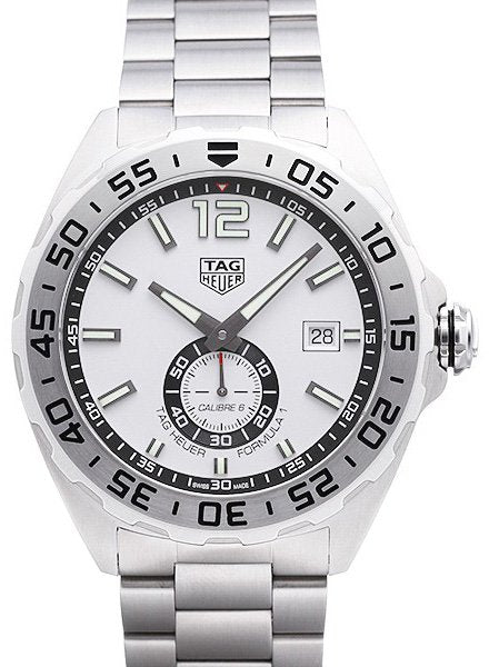 Tag Heuer Formula 1  Calibre 6 Automatic White Dial Silver Steel Strap Watch for Men - WAZ2013.BA0842