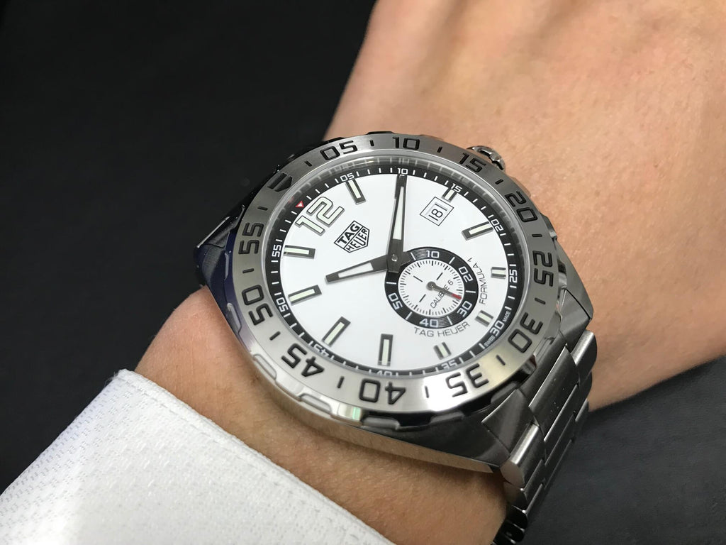 Tag Heuer Formula 1  Calibre 6 Automatic White Dial Silver Steel Strap Watch for Men - WAZ2013.BA0842
