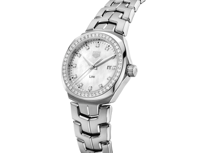 Tag Heuer Link Quartz Diamonds Mother of Pearl Dial Silver Steel Strap Watch for Women - WBC1316.BA0600