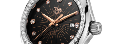Tag Heuer Link Quartz Diamonds Black Dial Silver Steel Strap Watch for Men - WBC131G.BA0649
