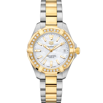 Tag Heuer Aquaracer Diamonds Mother of Pearl Dial Two Tone Steel Strap Watch for Women - WBD1321.BB0320