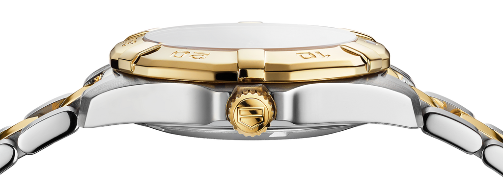 Tag Heuer Aquaracer White Mother of Pearl Dial Two Tone Steel Strap Watch for Women - WBD1322.BB0320