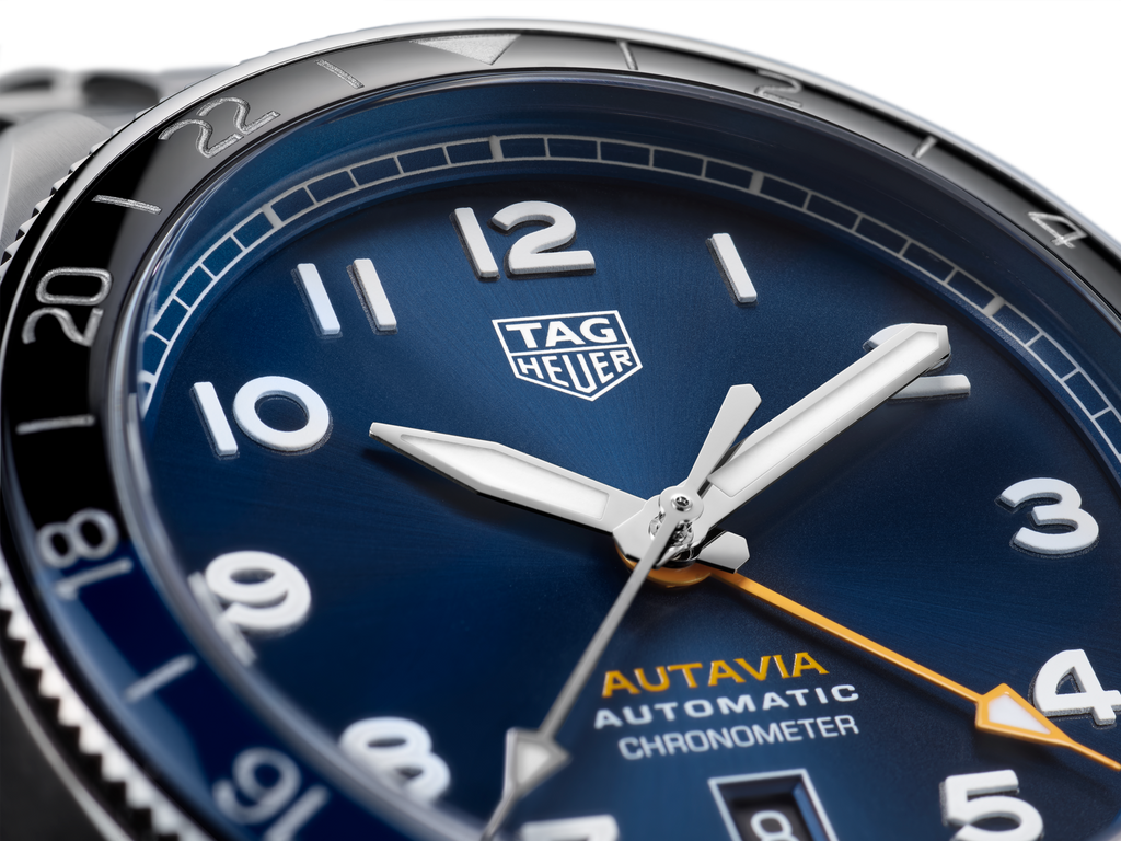 Tag Heuer Autavia Cosc GMT Automatic Blue Dial Silver Steel Strap Watch for Men - WBE511A.BA0650